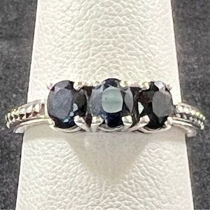 Iolite 3‑Stone Sterling Silver Ring